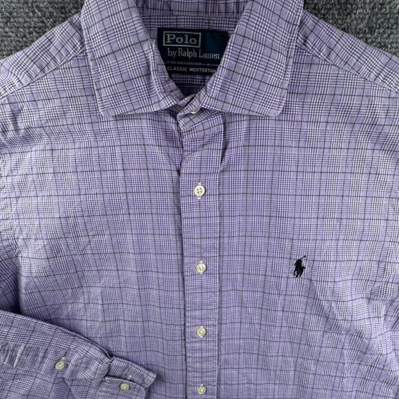 Polo Ralph Lauren CLASSIC WESTERTON Button Up Shirt Long Sleeve Medium Purple - Picture 1 of 13